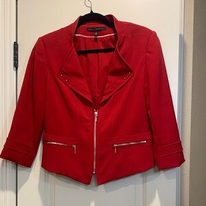 White House Black Market Red Blazer with Zipper Accents